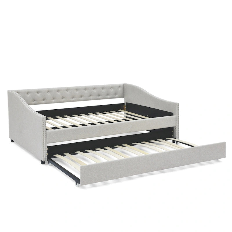 Upholstered Tufted Sofa Bed with Trundle