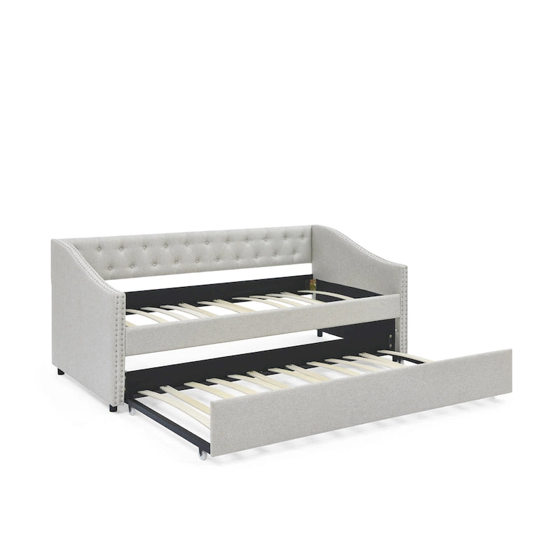 Upholstered Tufted Sofa Bed with Trundle