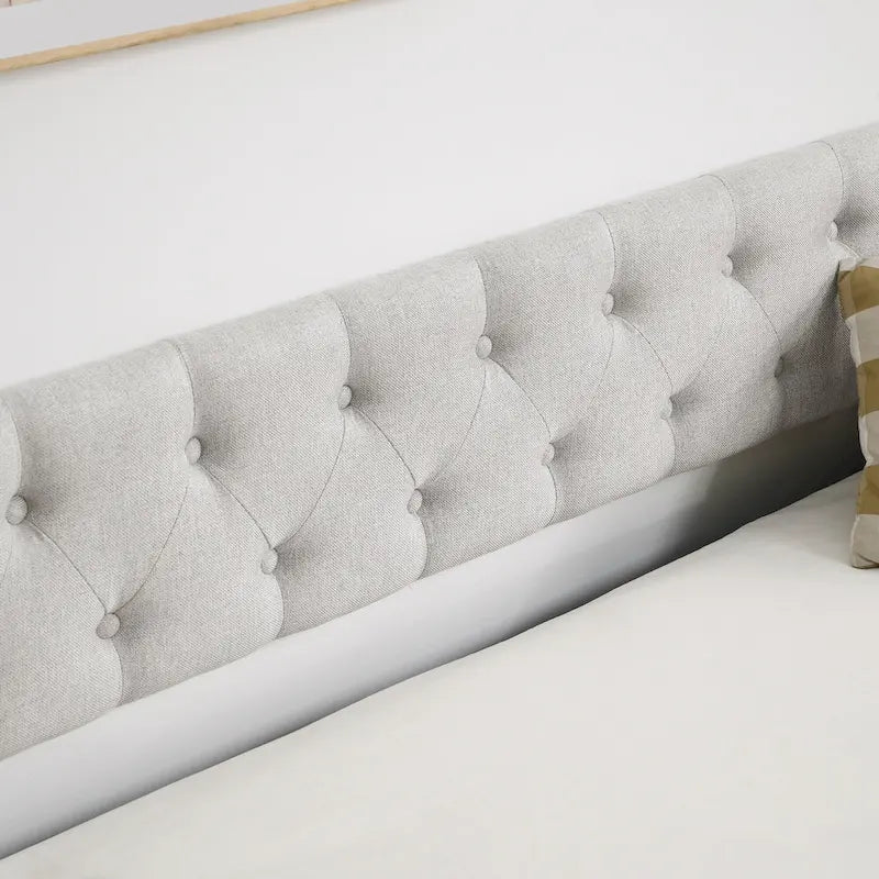 Upholstered Tufted Sofa Bed with Trundle