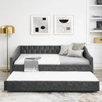 Upholstered Tufted Sofa Bed with Trundle