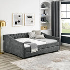 Upholstered Tufted Sofa Bed with Trundle