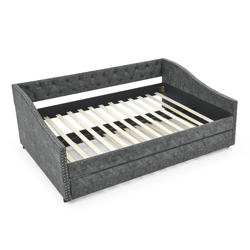 Upholstered Tufted Sofa Bed with Trundle