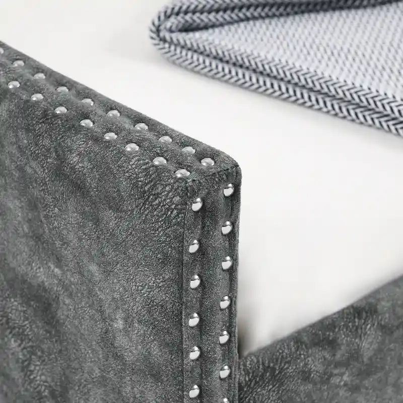 Upholstered Tufted Sofa Bed with Trundle