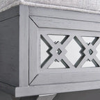 Leick Home Mirrored Diamond Filigree X Base Lift Top Storage Bench