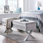 Leick Home Mirrored Diamond Filigree X Base Lift Top Storage Bench