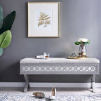 Leick Home Mirrored Diamond Filigree X Base Lift Top Storage Bench