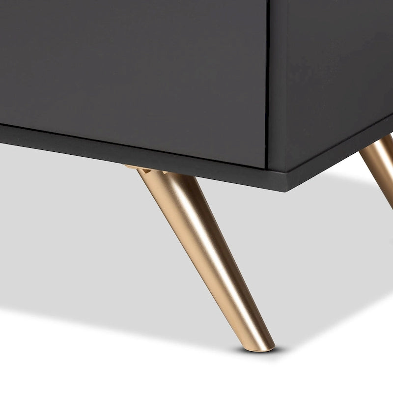 Kelson Modern Dark Grey and Gold Finished Wood 5-Drawer Chest