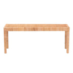 Abelia Modern Bohemian Natural Rattan and Mahogany Wood Accent Bench