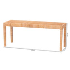 Abelia Modern Bohemian Natural Rattan and Mahogany Wood Accent Bench
