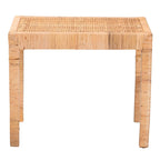 Abelia Modern Bohemian Natural Rattan and Mahogany Wood Accent Bench