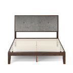 Priage by ZINUS Brown Wood Platform Bed Frame with Adjustable Upholstered Headboard