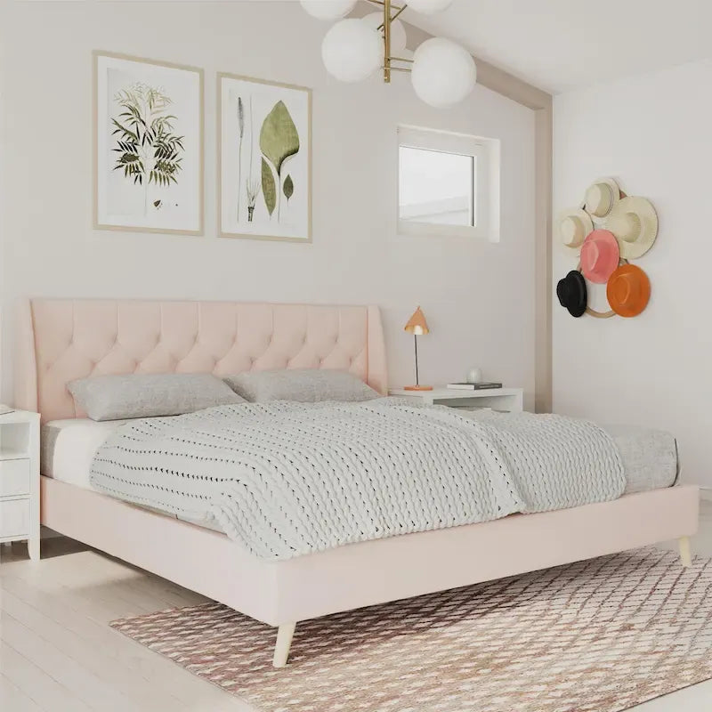 The Novogratz Her Majesty Tufted Upholstered Bed Frame