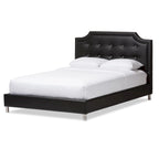 Baxton Studio Carlotta Modern Black Faux Leather Platform Bed with Upholstered Headboard