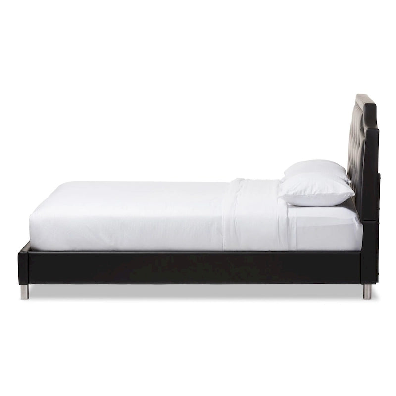 Baxton Studio Carlotta Modern Black Faux Leather Platform Bed with Upholstered Headboard