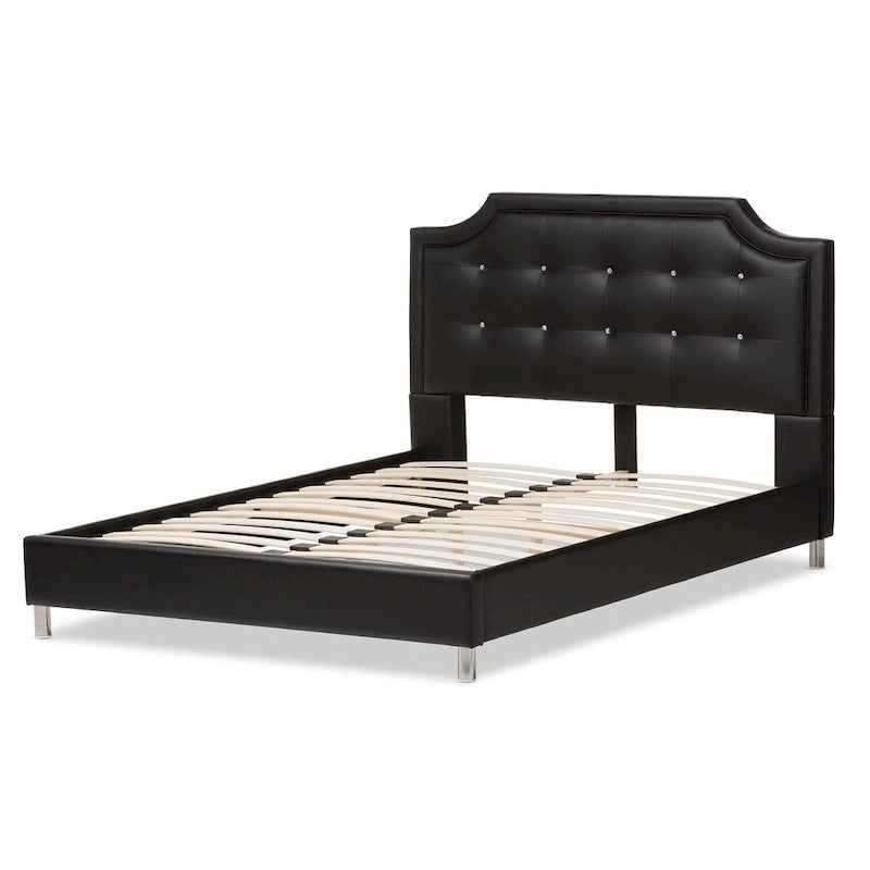 Baxton Studio Carlotta Modern Black Faux Leather Platform Bed with Upholstered Headboard