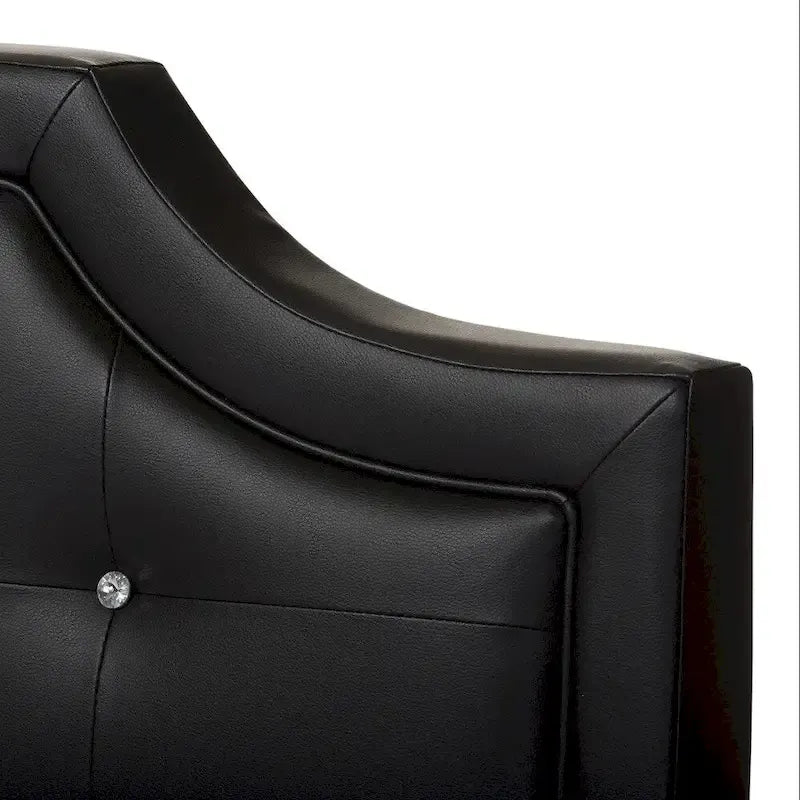 Baxton Studio Carlotta Modern Black Faux Leather Platform Bed with Upholstered Headboard