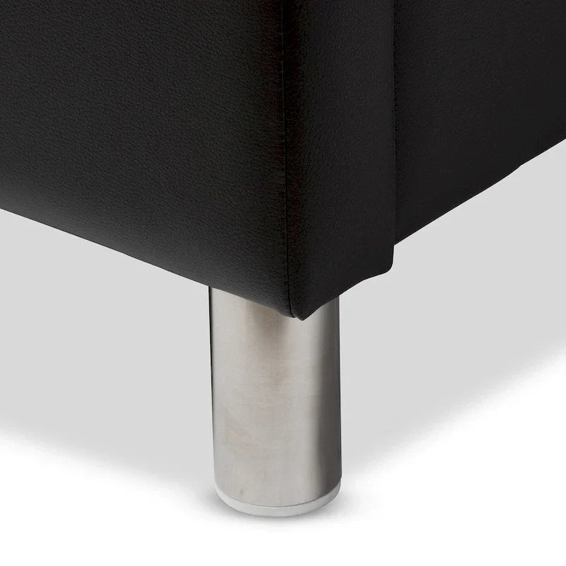 Baxton Studio Carlotta Modern Black Faux Leather Platform Bed with Upholstered Headboard