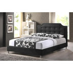 Baxton Studio Carlotta Modern Black Faux Leather Platform Bed with Upholstered Headboard
