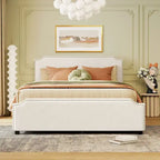 Upholstered Platform Bed with Stud Trim Headboard and Footboard