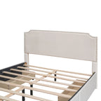 Upholstered Platform Bed with Stud Trim Headboard and Footboard