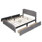 Upholstered Platform Bed with Stud Trim Headboard and Footboard