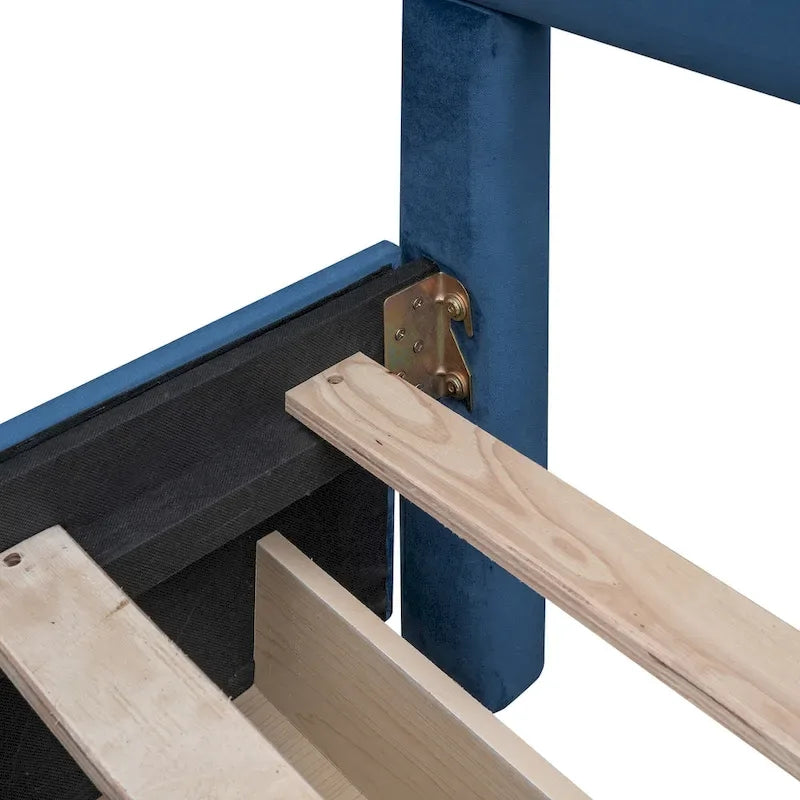 Upholstered Platform Bed with Stud Trim Headboard and Footboard