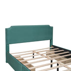 Upholstered Platform Bed with Stud Trim Headboard and Footboard