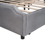 Upholstered Platform Bed with Stud Trim Headboard and Footboard