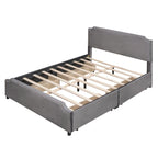 Upholstered Platform Bed with Stud Trim Headboard and Footboard