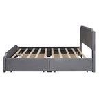Upholstered Platform Bed with Stud Trim Headboard and Footboard