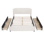 Upholstered Platform Bed with Stud Trim Headboard and Footboard