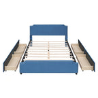 Upholstered Platform Bed with Stud Trim Headboard and Footboard