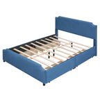 Upholstered Platform Bed with Stud Trim Headboard and Footboard