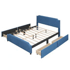 Upholstered Platform Bed with Stud Trim Headboard and Footboard