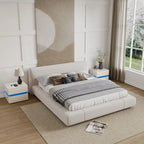 17.72 H Smart Led Nightstand with Charging Station and Drawer for Bedroom in Black/White/Cream