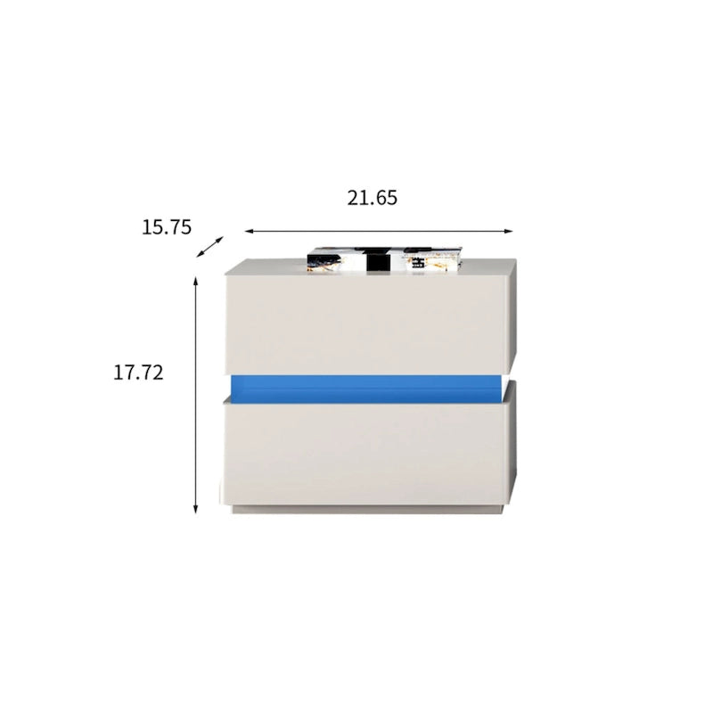 17.72 H Smart Led Nightstand with Charging Station and Drawer for Bedroom in Black/White/Cream