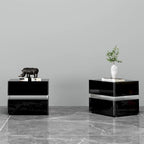 17.72 H Smart Led Nightstand with Charging Station and Drawer for Bedroom in Black/White/Cream