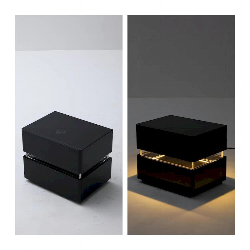 17.72 H Smart Led Nightstand with Charging Station and Drawer for Bedroom in Black/White/Cream