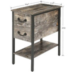 Set of 2 Nightstand with Charging Station, 2 USB Port & 2 Power Outlets, Tall End/Side Table with 2-Drawer and Storage Shelf