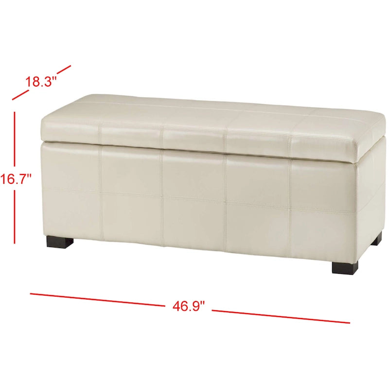 SAFAVIEH Kerrie Brown Bicast Leather/Wood Storage Bench - 46.9 x 18.3 x 16.7 - 47Wx18Dx17H