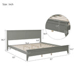 Modern Gray Solid Wood King Platform Bed