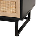 Baxton Studio Declan Mid-Century Modern Espresso Brown Finished Wood and Natural Rattan 2-Drawer End Table