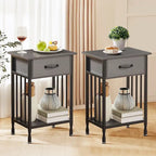 VECELO Modern Nightstand Set of 2 with Drawer and Storage Shelf