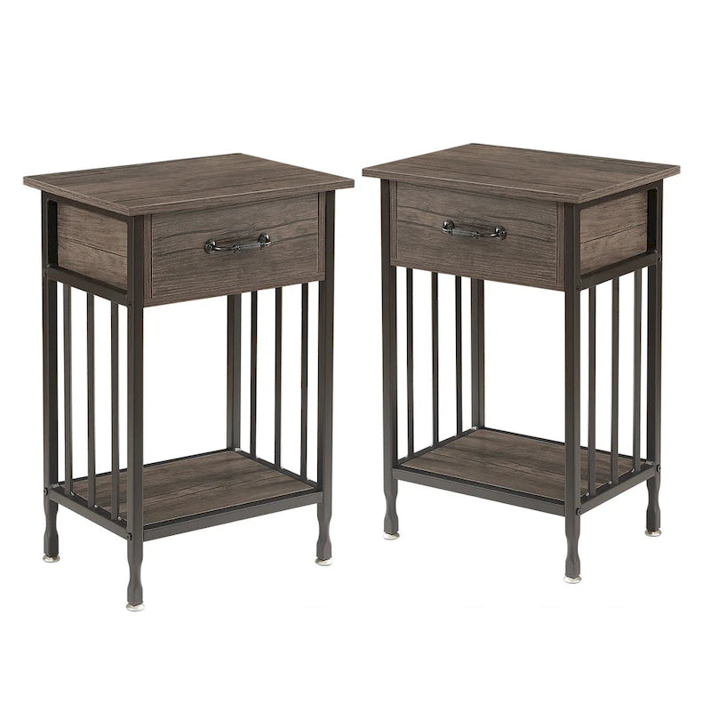 VECELO Modern Nightstand Set of 2 with Drawer and Storage Shelf