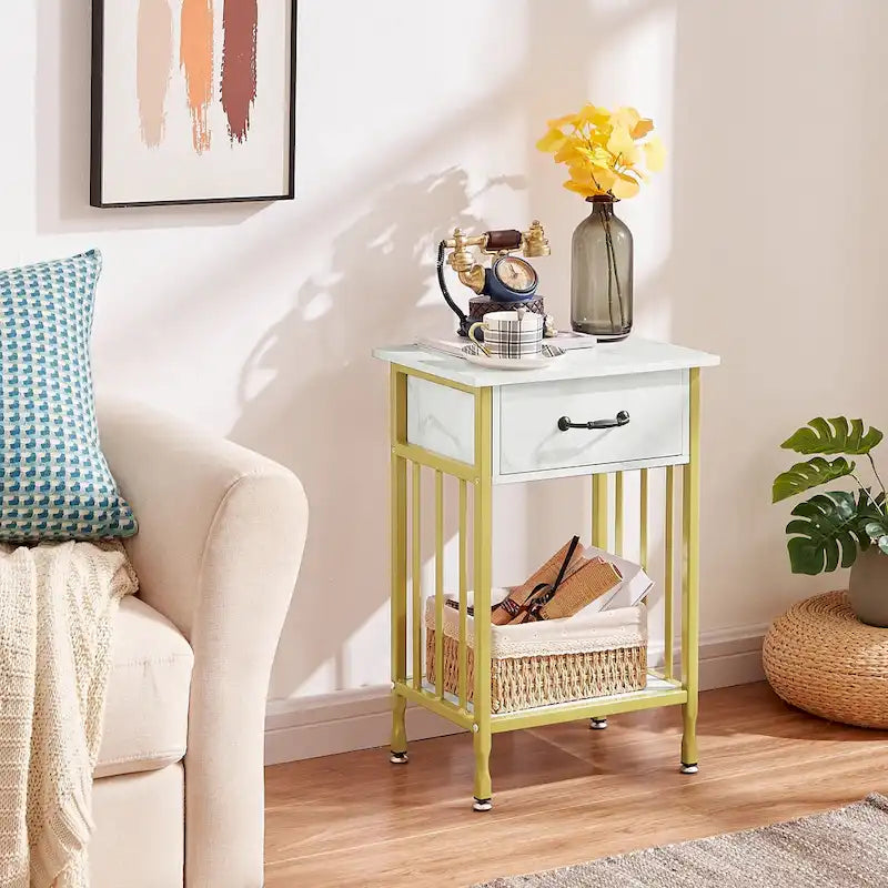 VECELO Modern Nightstand Set of 2 with Drawer and Storage Shelf