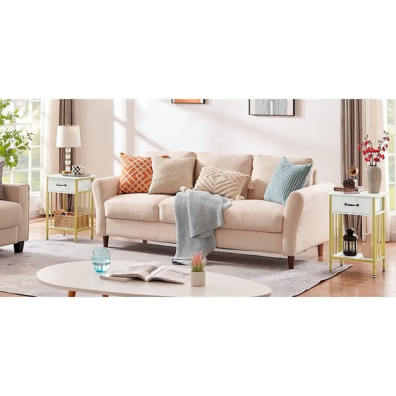 VECELO Modern Nightstand Set of 2 with Drawer and Storage Shelf