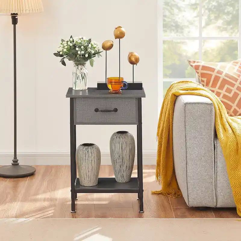 VECELO Modern Nightstand Set of 2 with Drawer and Storage Shelf