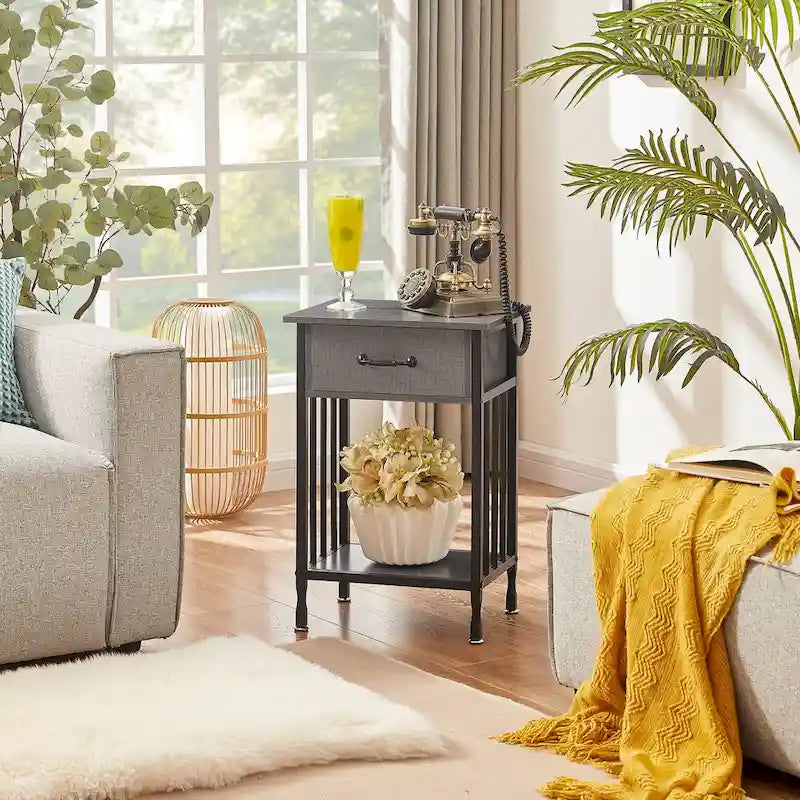 VECELO Modern Nightstand Set of 2 with Drawer and Storage Shelf