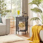 VECELO Modern Nightstand Set of 2 with Drawer and Storage Shelf