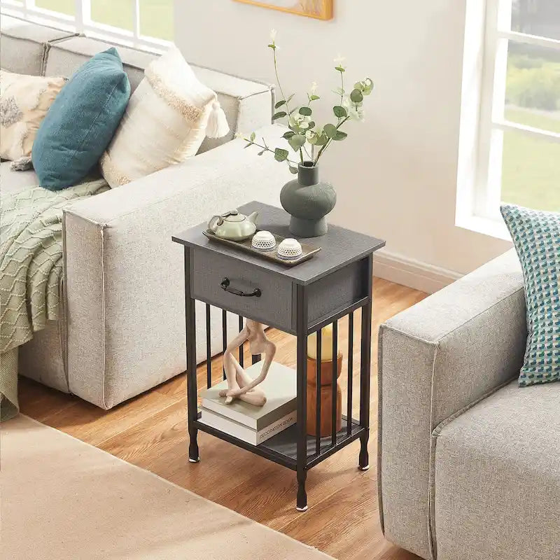 VECELO Modern Nightstand Set of 2 with Drawer and Storage Shelf